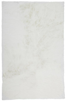 5' x 7' White Shag Polyester Area Rug