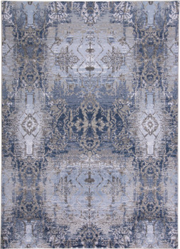 5' x 7' Blue Gray and Taupe Abstract Stain Resistant Area Rug