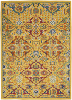 5' x 7' Yellow Floral Power Loom Area Rug