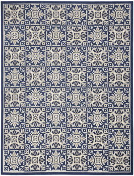 5' x 8' Blue Fleur De Lis Stain Resistant Non Skid Area Rug