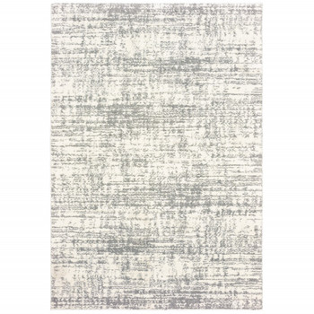 5' x 8' Ivory and Gray Abstract Strokes Area Rug