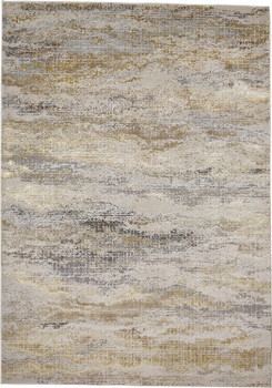 5' x 8' Gold Gray and Ivory Abstract Stain Resistant Area Rug