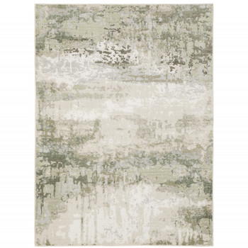 5' x 8' Beige Grey Brown and Sage Green Abstract Power Loom Stain Resistant Area Rug