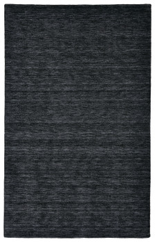 5' x 8' Black Wool Hand Woven Stain Resistant Area Rug