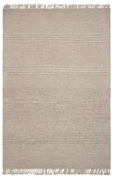 5' x 8' Natural Plain Wool Indoor Area Rug with Fringe