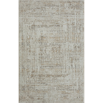 5' x 8' Beige Abstract Distressed Polyester Rectangle Area Rug