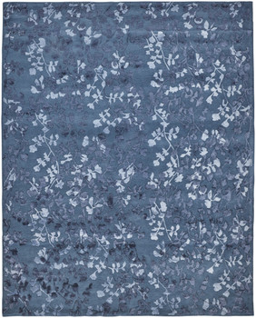 5' x 8' Blue Wool Floral Tufted Handmade Area Rug