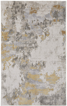 5' x 8' Ivory Gold & Gray Abstract Stain Resistant Area Rug