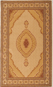 5' x 8' Cream Oriental Power Loom Stain Resistant Area Rug