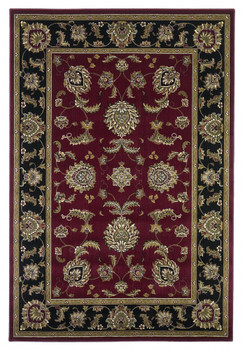 5' x 8' Red Black Machine Woven Floral Traditional Indoor Area Rug