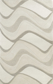 5' x 8' Ivory Hand Tufted Abstract Waves Indoor Area Rug