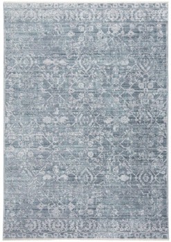 5' x 8' Blue Gray and Silver Abstract Distressed Area Rug with Fringe