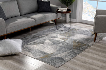 5' x 8' Gray Distressed Prism Modern Area Rug