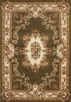 5' x 8' Green or Ivory Floral Bordered Indoor Area Rug