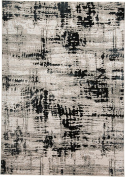 5' x 8' Black White and Gray Stain Resistant Area Rug