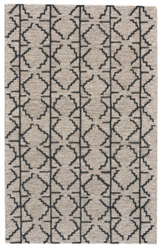 5' x 8' Black Taupe and Gray Wool Geometric Tufted Handmade Stain Resistant Area Rug