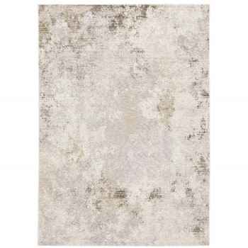 5' x 8' Beige Ivory Tan Grey and Brown Abstract Power Loom Stain Resistant Area Rug