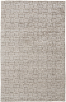5' x 8' Ivory Striped Hand Woven Area Rug