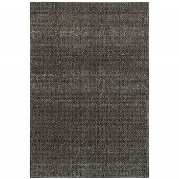 5' x 8' Charcoal Grey and Brown Geometric Power Loom Stain Resistant Area Rug