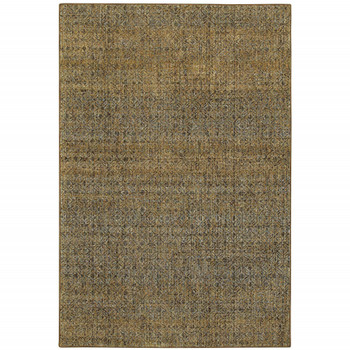 5' x 8' Brown Gold Rust Blue and Green Geometric Power Loom Stain Resistant Area Rug