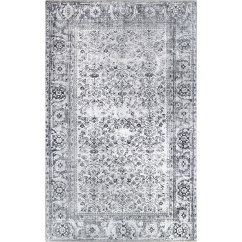5' x 8' Charcoal Oriental Power Loom Stain Resistant Area Rug