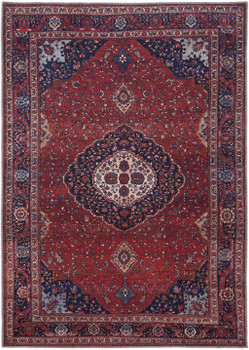 5' x 8' Red Blue & Tan Floral Power Loom Area Rug