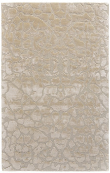 5' x 8' Ivory Taupe and Tan Abstract Tufted Handmade Area Rug