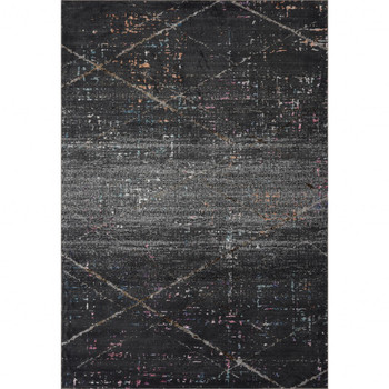 5' x 8' Distressed Black Abstract Area Rug