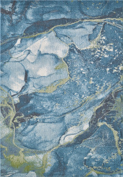5' x 8' Teal Blue Abstract Dhurrie Area Rug