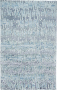 5' x 8' Blue Green and Gray Abstract Tufted Handmade Area Rug