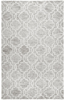5' x 8' Gray and Ivory Wool Geometric Tufted Handmade Area Rug