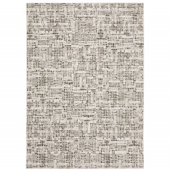 5' x 8' Ivory Grey Charcoal Brown and Beige Abstract Power Loom Stain Resistant Area Rug