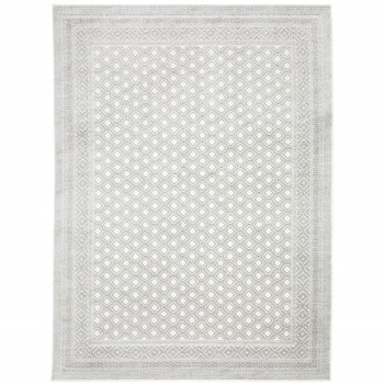 5' x 8' White and Grey Oriental Power Loom Stain Resistant Area Rug