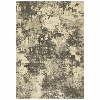 5' x 8' Charcoal Grey Beige and Tan Abstract Power Loom Stain Resistant Area Rug