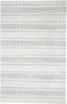 5' x 8' Ivory and Blue Striped Hand Woven Area Rug