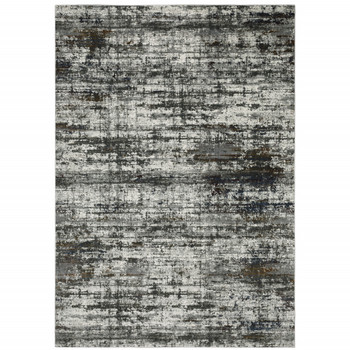 5' x 8' Ivory Charcoal Grey Blue Rust and Brown Abstract Power Loom Area Rug