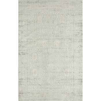 5' x 8' Ivory and Gray Floral Power Loom Distressed Stain Resistant Area Rug