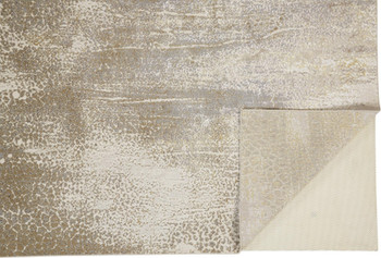 5' x 8' Ivory Gray and Gold Abstract Stain Resistant Area Rug