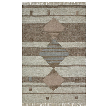5' x 8' Grey Geometric Flat Weave Handmade Stain Resistant Area Rug with Fringe
