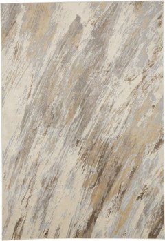 5' x 8' Ivory Tan and Brown Abstract Area Rug