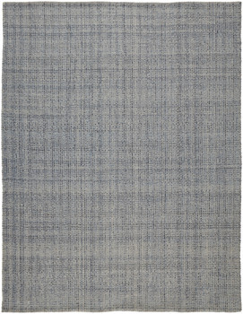 5' x 8' Gray Ivory and Blue Hand Woven Area Rug