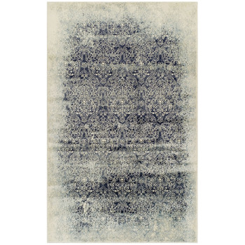 5' x 8' Navy Blue Medallion Stain Resistant Area Rug
