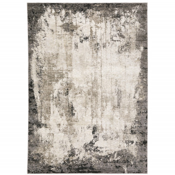 5' x 8' Grey Ivory Charcoal Tan Black and Beige Abstract Power Loom Area Rug