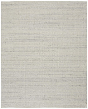 5' x 8' Ivory and Gray Wool Hand Woven Stain Resistant Area Rug
