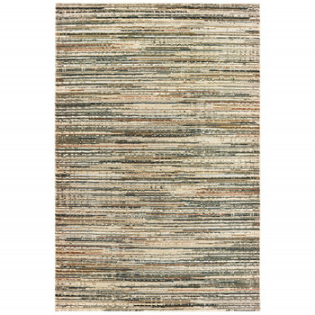 5' x 8' Ivory Sage Abstract Lines Indoor Area Rug