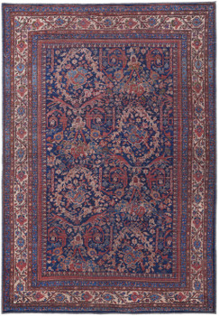 5' x 8' Red Blue and Tan Floral Power Loom Area Rug