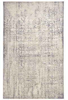 5' x 8' Ivory & Gray Abstract Stain Resistant Area Rug