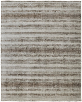 5' x 8' Tan Ivory and Brown Abstract Hand Woven Area Rug