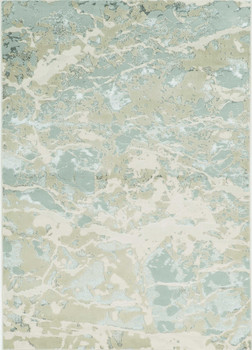 5' x 8' Sand Gray and Green Abstract Area Rug