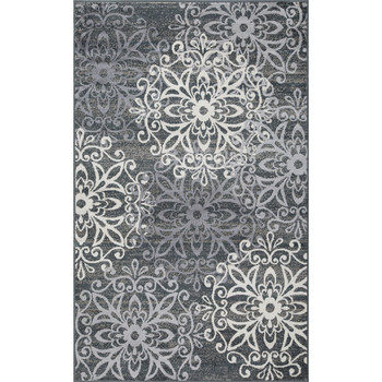 5' x 8' Slate and Gray Medallion Power Loom Stain Resistant Area Rug